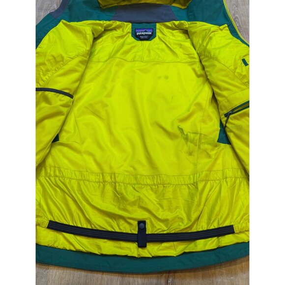 Patagonia Mens Green Yellow Powder Bowl Jacket Recco Medium Goretex - Picture 6 of 14